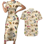 Australia Native Animals Couples Matching Short Sleeve Bodycon Dress and Hawaiian Shirt Aussie Aboriginal Art Seamless Vibes - Aussie Hoodie