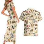 Australia Native Animals Couples Matching Short Sleeve Bodycon Dress and Hawaiian Shirt Aussie Aboriginal Art Seamless Vibes - Aussie Hoodie
