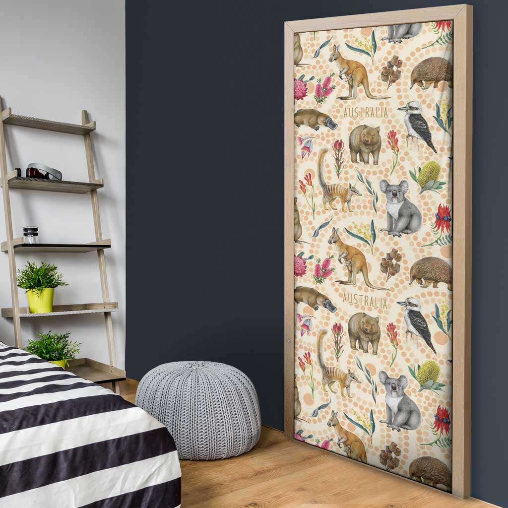 Australia Native Animals Door Cover Aussie Aboriginal Art Seamless Vibes - Aussie Hoodie