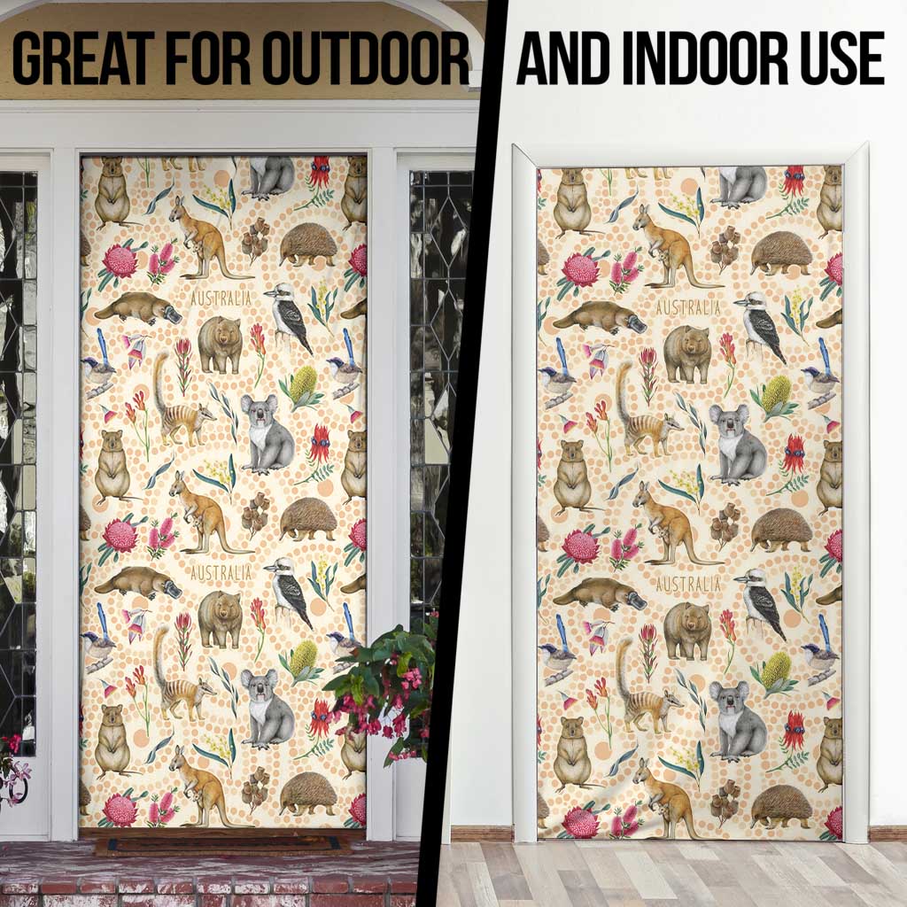 Australia Native Animals Door Cover Aussie Aboriginal Art Seamless Vibes - Aussie Hoodie