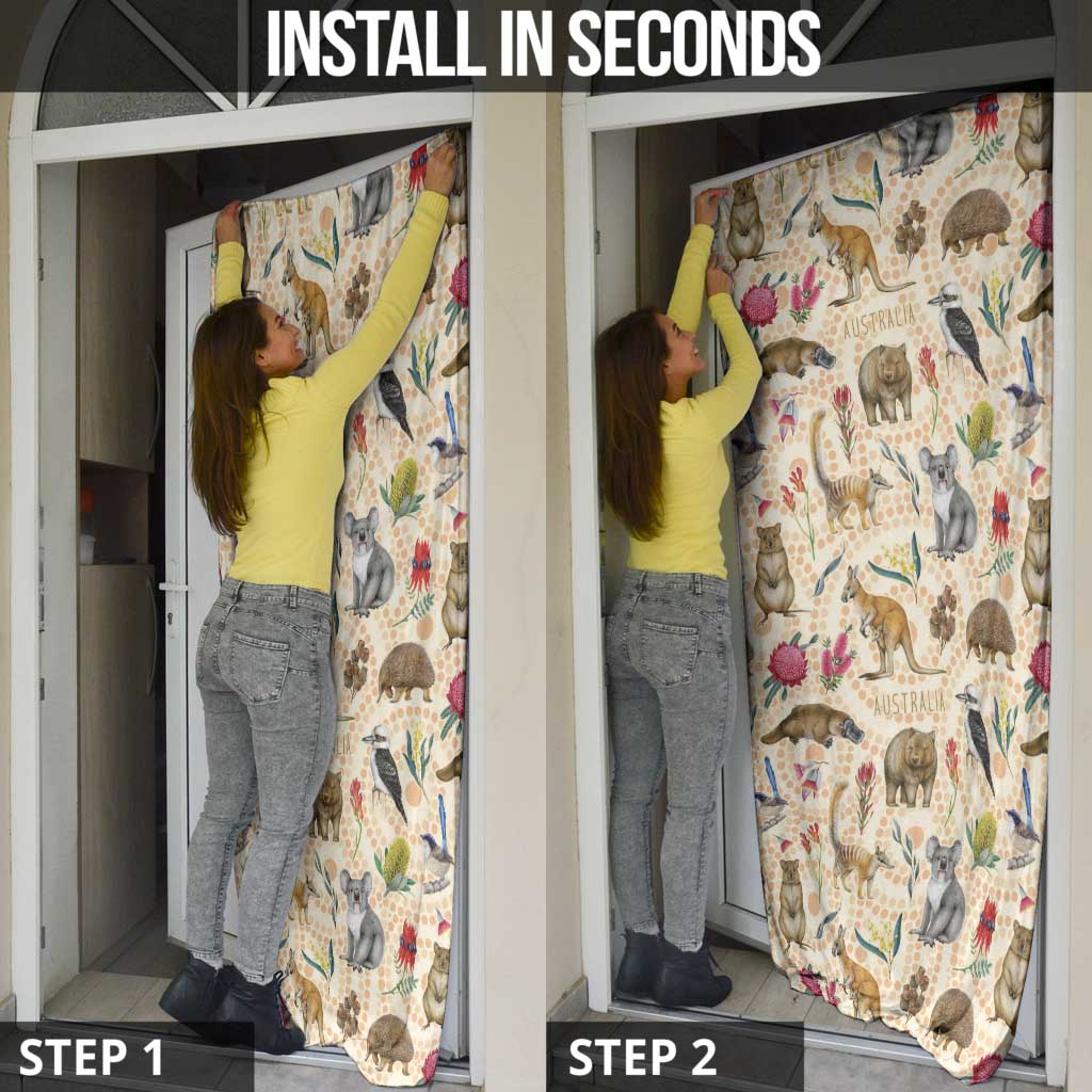 Australia Native Animals Door Cover Aussie Aboriginal Art Seamless Vibes - Aussie Hoodie