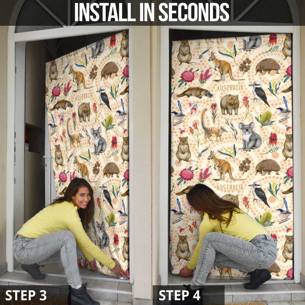 Australia Native Animals Door Cover Aussie Aboriginal Art Seamless Vibes - Aussie Hoodie