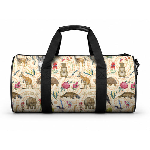 Australia Native Animals Duffle Bag Aussie Aboriginal Art Seamless Vibes