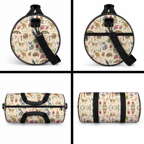 Australia Native Animals Duffle Bag Aussie Aboriginal Art Seamless Vibes