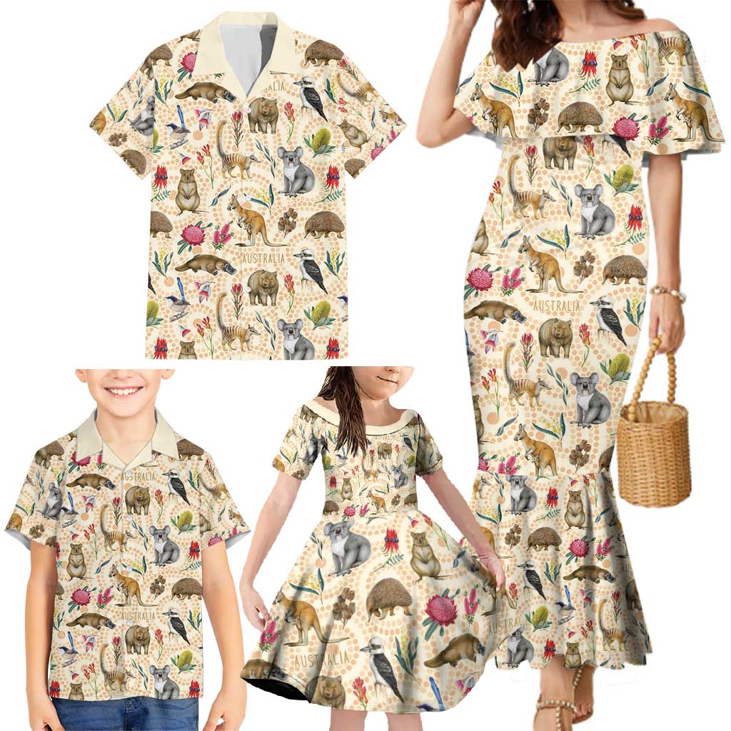 Australia Native Animals Family Matching Mermaid Dress and Hawaiian Shirt Aussie Aboriginal Art Seamless Vibes - Aussie Hoodie