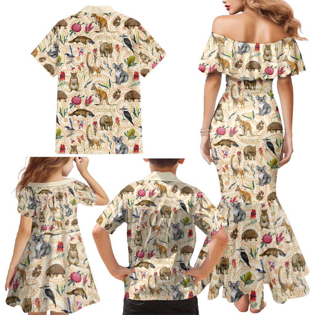 Australia Native Animals Family Matching Mermaid Dress and Hawaiian Shirt Aussie Aboriginal Art Seamless Vibes - Aussie Hoodie