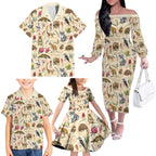 Australia Native Animals Family Matching Off The Shoulder Long Sleeve Dress and Hawaiian Shirt Aussie Aboriginal Art Seamless Vibes - Aussie Hoodie