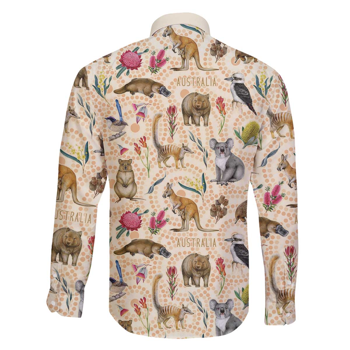 Australia Native Animals Family Matching Off The Shoulder Long Sleeve Dress and Hawaiian Shirt Aussie Aboriginal Art Seamless Vibes - Aussie Hoodie