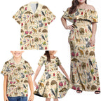 Australia Native Animals Family Matching Off Shoulder Maxi Dress and Hawaiian Shirt Aussie Aboriginal Art Seamless Vibes - Aussie Hoodie