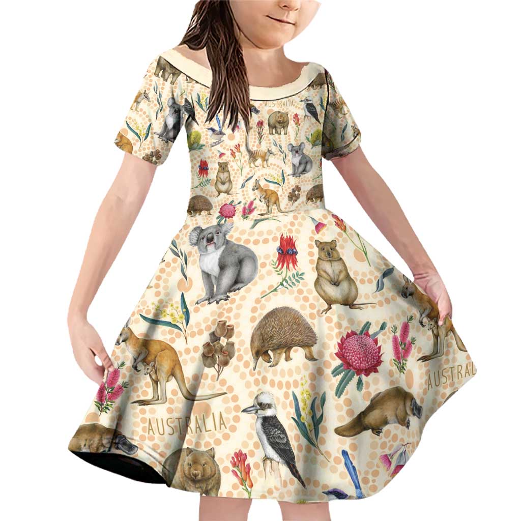 Australia Native Animals Family Matching Off Shoulder Short Dress and Hawaiian Shirt Aussie Aboriginal Art Seamless Vibes - Aussie Hoodie