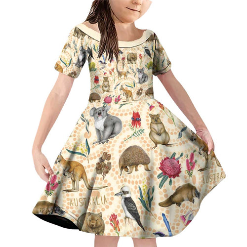 Australia Native Animals Family Matching Off Shoulder Short Dress and Hawaiian Shirt Aussie Aboriginal Art Seamless Vibes - Aussie Hoodie