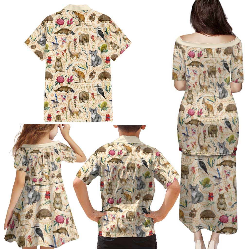 Australia Native Animals Family Matching Puletasi and Hawaiian Shirt Aussie Aboriginal Art Seamless Vibes - Aussie Hoodie