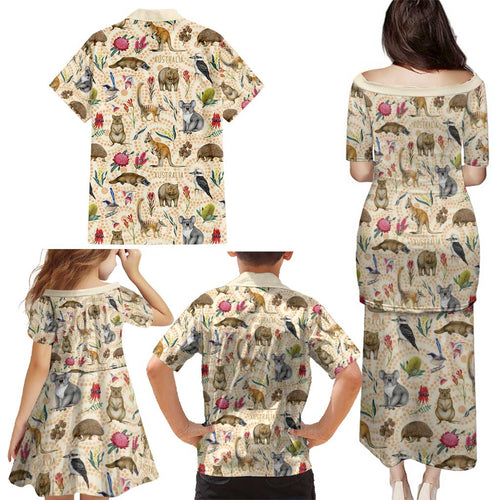 Australia Native Animals Family Matching Puletasi and Hawaiian Shirt Aussie Aboriginal Art Seamless Vibes - Aussie Hoodie