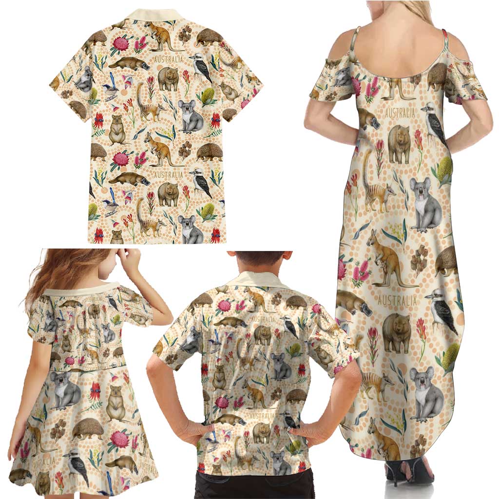 Australia Native Animals Family Matching Summer Maxi Dress and Hawaiian Shirt Aussie Aboriginal Art Seamless Vibes - Aussie Hoodie