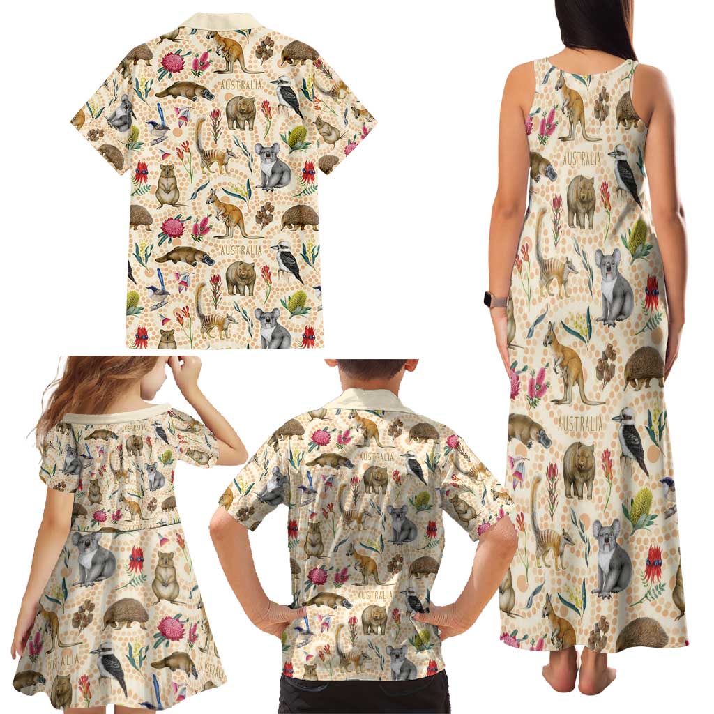 Australia Native Animals Family Matching Tank Maxi Dress and Hawaiian Shirt Aussie Aboriginal Art Seamless Vibes - Aussie Hoodie