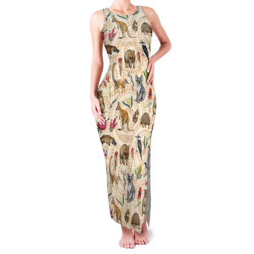 Australia Native Animals Family Matching Tank Maxi Dress and Hawaiian Shirt Aussie Aboriginal Art Seamless Vibes - Aussie Hoodie