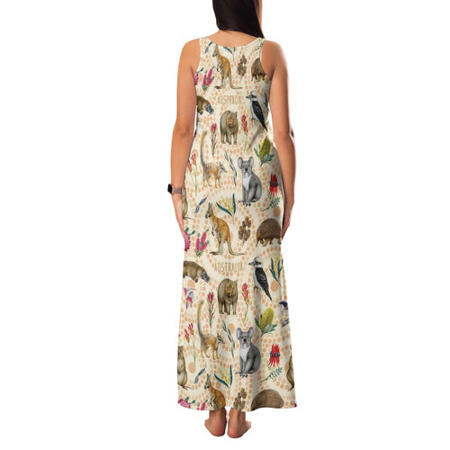 Australia Native Animals Family Matching Tank Maxi Dress and Hawaiian Shirt Aussie Aboriginal Art Seamless Vibes - Aussie Hoodie