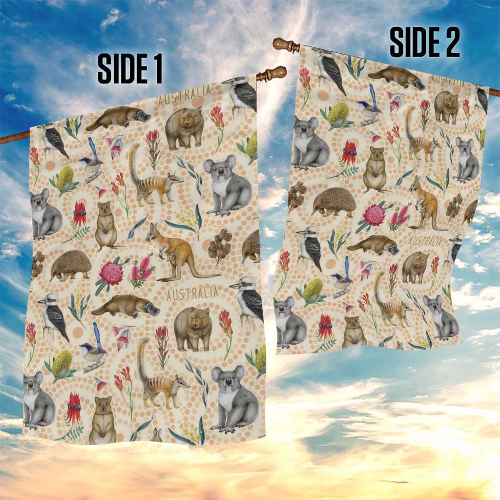 Australia Native Animals Garden Flag Aussie Aboriginal Art Seamless Vibes - Aussie Hoodie