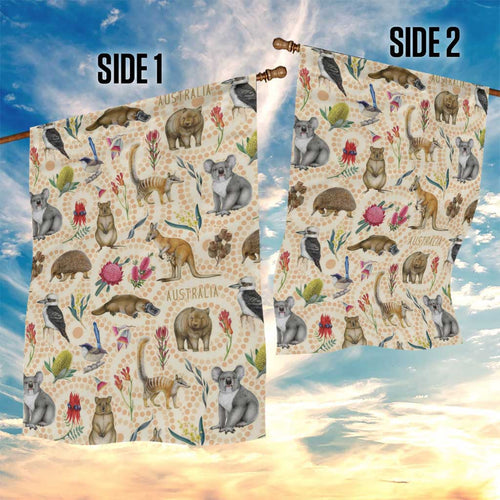 Australia Native Animals Garden Flag Aussie Aboriginal Art Seamless Vibes - Aussie Hoodie