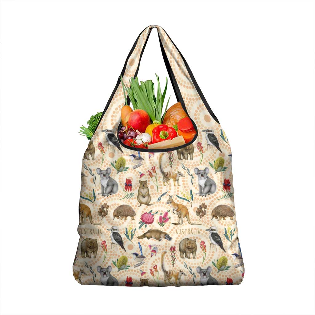 Australia Native Animals Grocery Bag Aussie Aboriginal Art Seamless Vibes - Aussie Hoodie