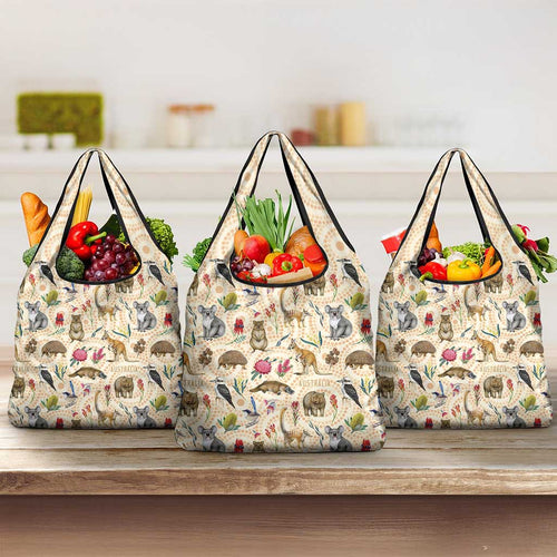 Australia Native Animals Grocery Bag Aussie Aboriginal Art Seamless Vibes - Aussie Hoodie