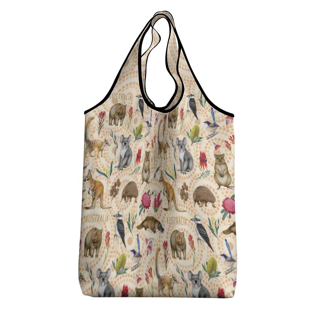 Australia Native Animals Grocery Bag Aussie Aboriginal Art Seamless Vibes - Aussie Hoodie