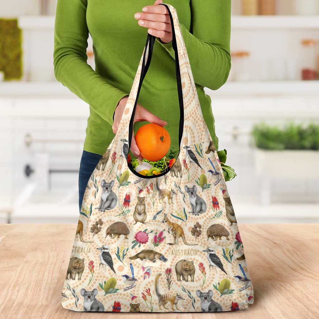 Australia Native Animals Grocery Bag Aussie Aboriginal Art Seamless Vibes - Aussie Hoodie