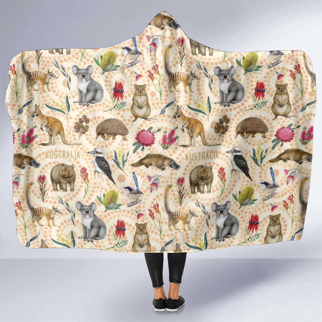 Australia Native Animals Hooded Blanket Aussie Aboriginal Art Seamless Vibes - Aussie Hoodie