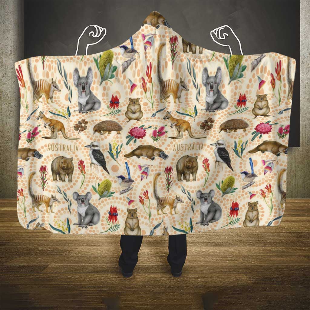 Australia Native Animals Hooded Blanket Aussie Aboriginal Art Seamless Vibes - Aussie Hoodie