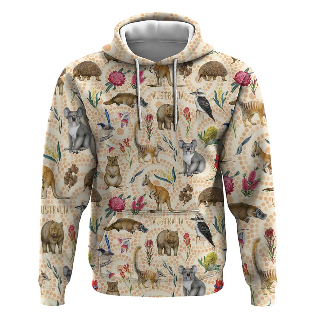 Australia Native Animals Hoodie Aussie Aboriginal Art Seamless Vibes - Aussie Hoodie