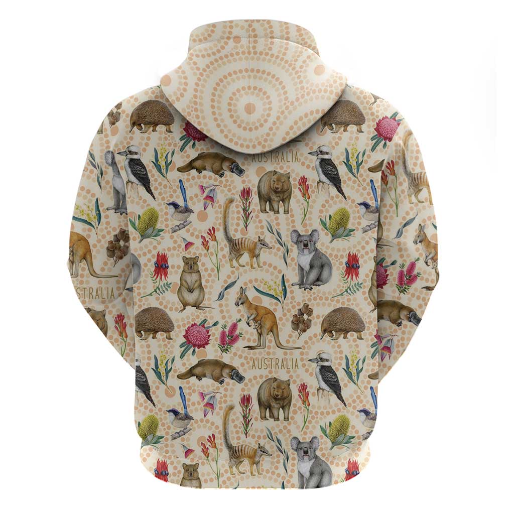 Australia Native Animals Hoodie Aussie Aboriginal Art Seamless Vibes - Aussie Hoodie
