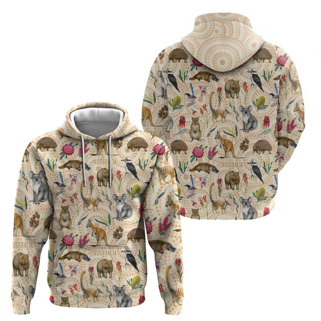 Australia Native Animals Hoodie Aussie Aboriginal Art Seamless Vibes - Aussie Hoodie