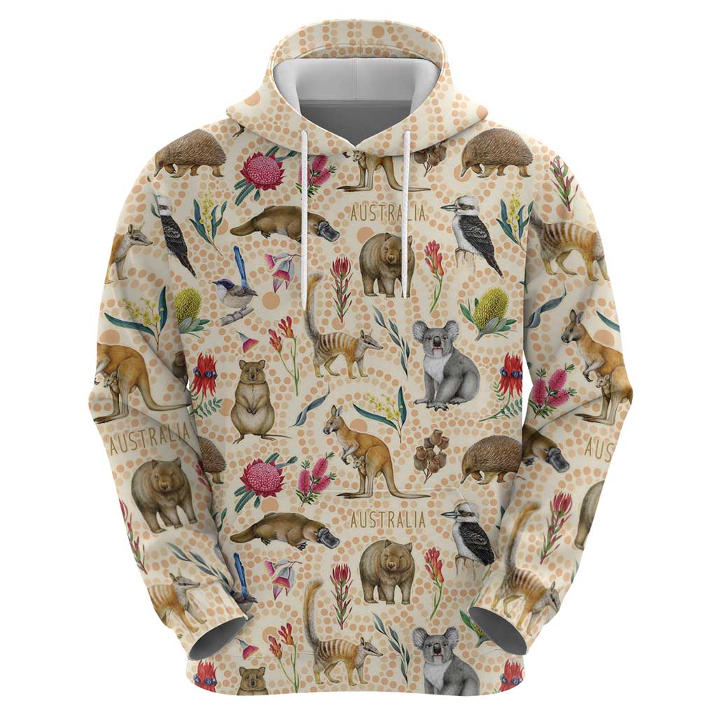 Australia Native Animals Hoodie Aussie Aboriginal Art Seamless Vibes - Aussie Hoodie