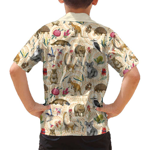 Australia Native Animals Kid Hawaiian Shirt Aussie Aboriginal Art Seamless Vibes - Aussie Hoodie