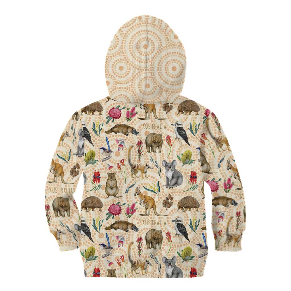 Australia Native Animals Kid Hoodie Aussie Aboriginal Art Seamless Vibes - Aussie Hoodie