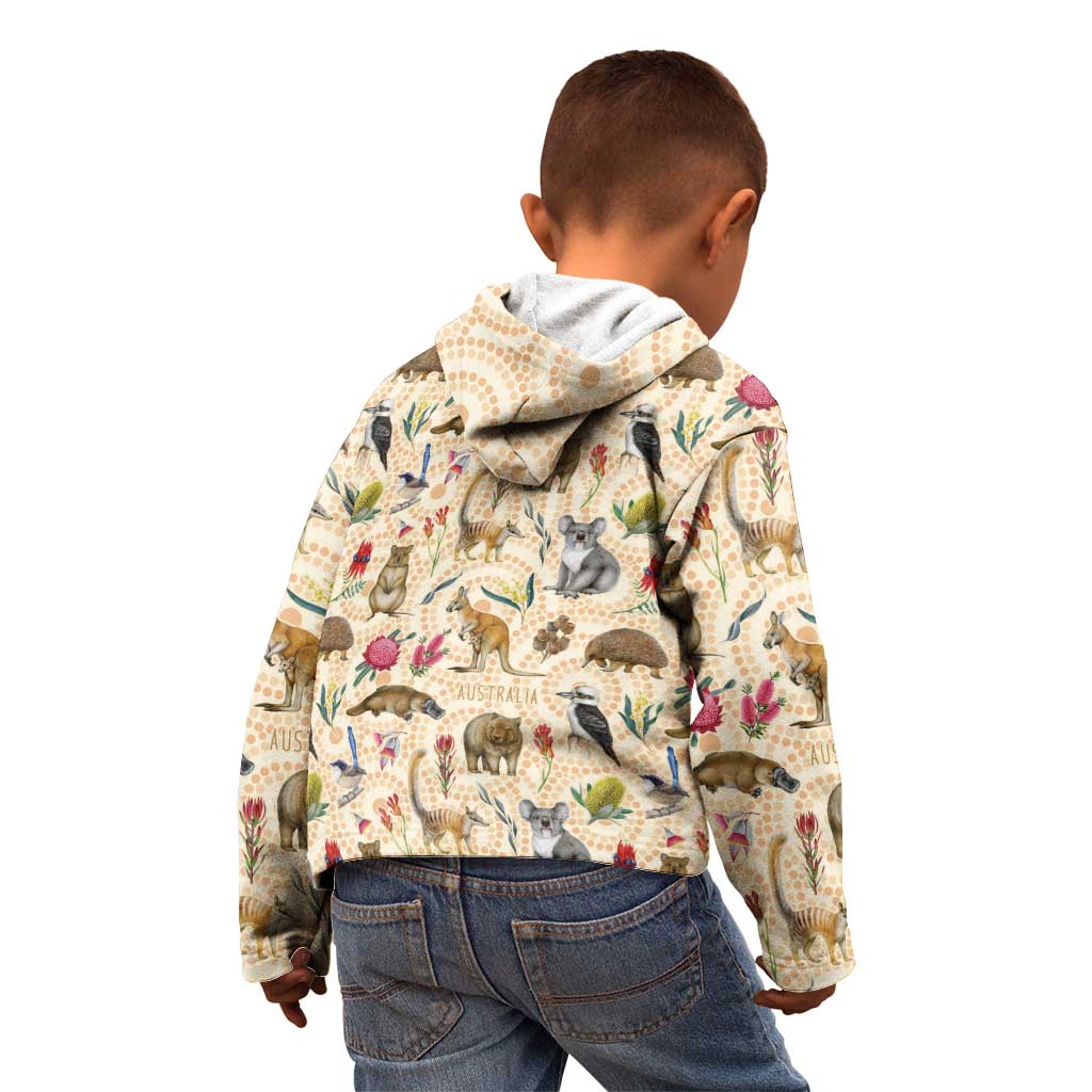 Australia Native Animals Kid Hoodie Aussie Aboriginal Art Seamless Vibes - Aussie Hoodie