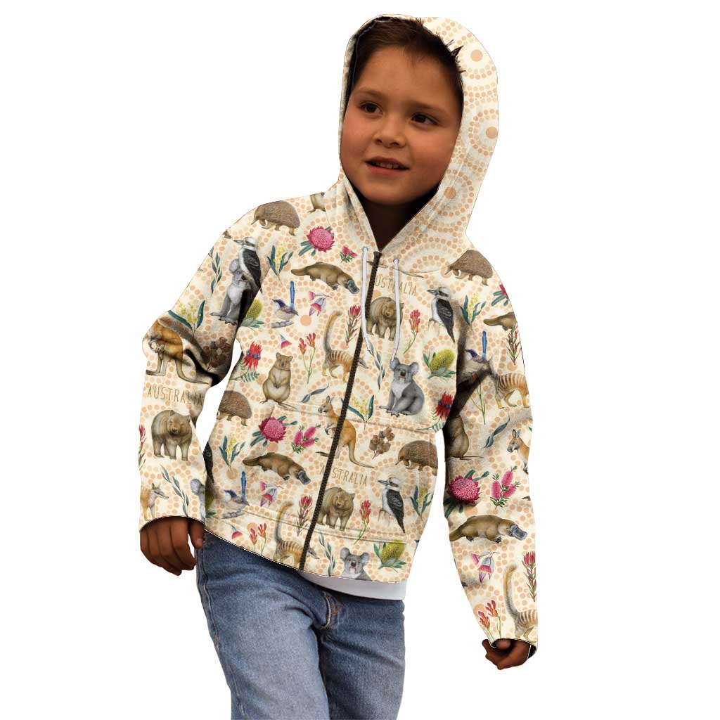 Australia Native Animals Kid Hoodie Aussie Aboriginal Art Seamless Vibes - Aussie Hoodie