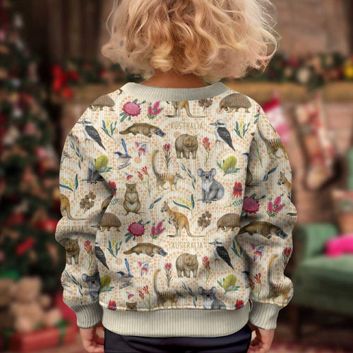 Australia Native Animals Kid Ugly Christmas Sweater Aussie Aboriginal Art Seamless Vibes - Aussie Hoodie