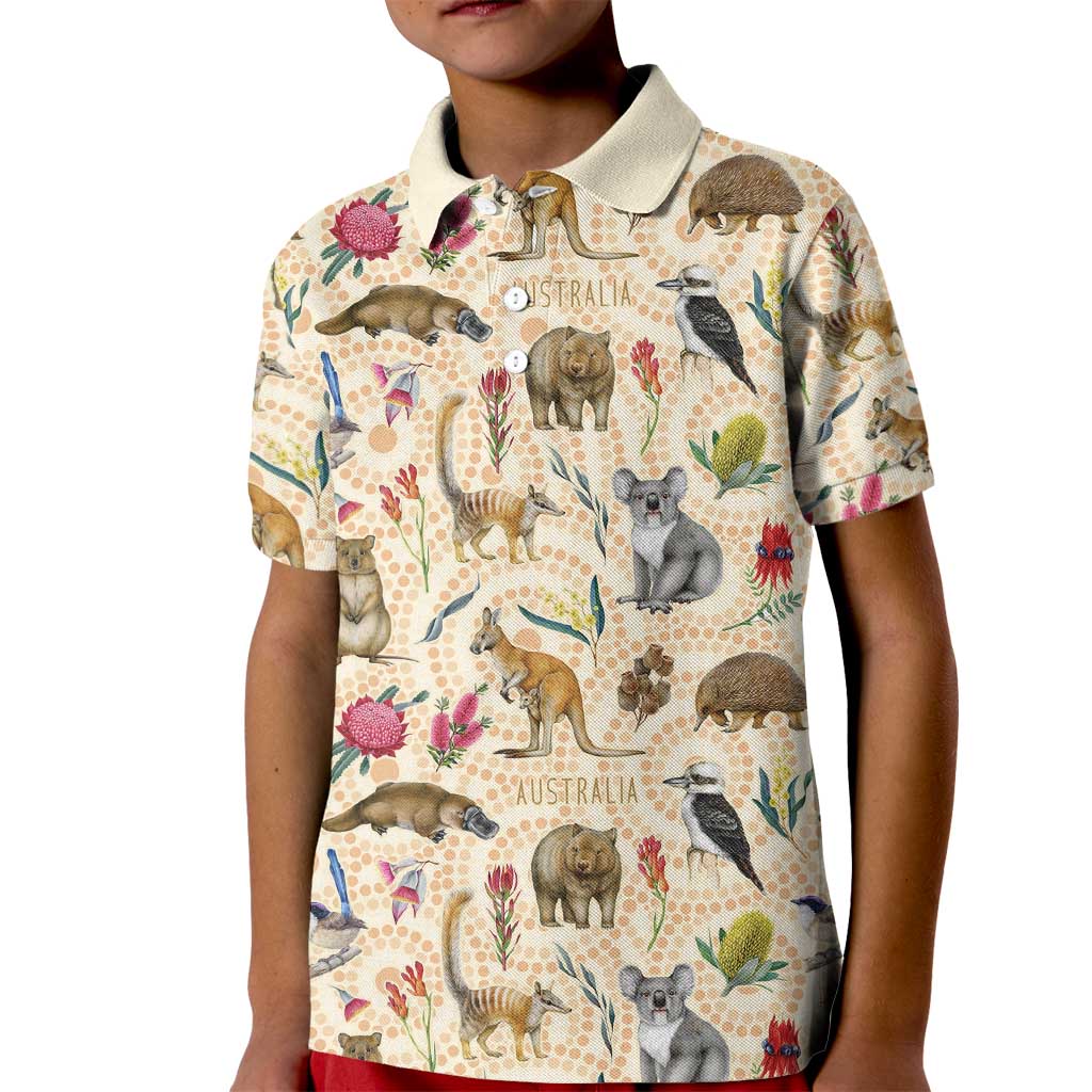 Australia Native Animals Kid Polo Shirt Aussie Aboriginal Art Seamless Vibes - Aussie Hoodie