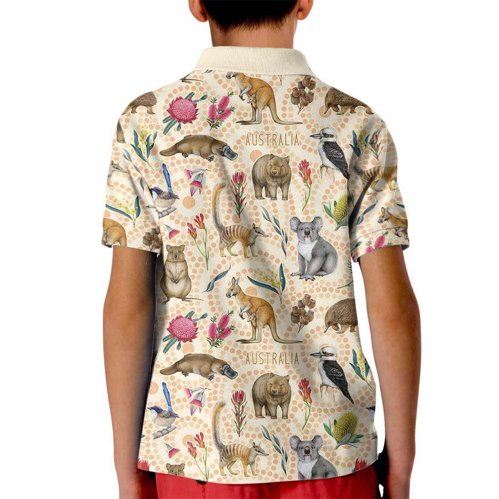Australia Native Animals Kid Polo Shirt Aussie Aboriginal Art Seamless Vibes - Aussie Hoodie