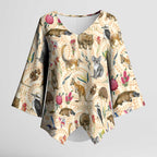 Australia Native Animals Kimono Sleeve Blouse Aussie Aboriginal Art Seamless Vibes - Aussie Hoodie