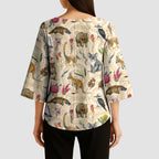 Australia Native Animals Kimono Sleeve Blouse Aussie Aboriginal Art Seamless Vibes - Aussie Hoodie