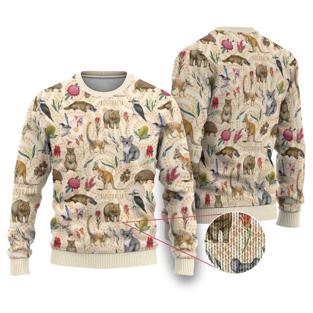 Australia Native Animals Ugly Christmas Sweater Aussie Aboriginal Art Seamless Vibes - Aussie Hoodie