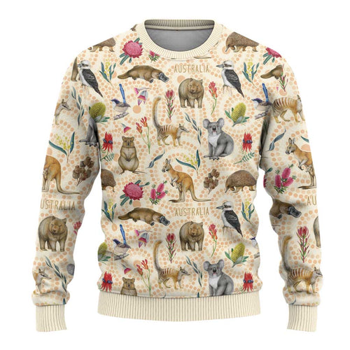 Australia Native Animals Ugly Christmas Sweater Aussie Aboriginal Art Seamless Vibes - Aussie Hoodie