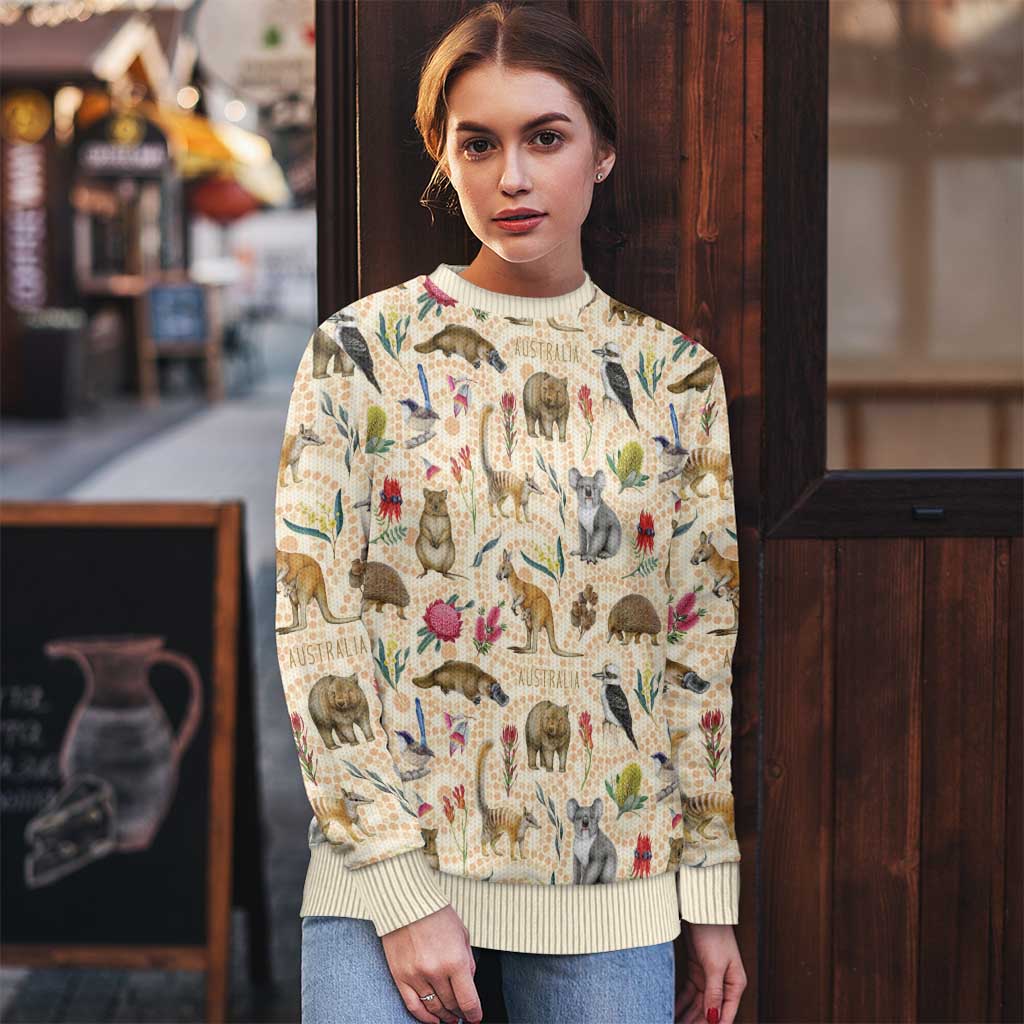 Australia Native Animals Ugly Christmas Sweater Aussie Aboriginal Art Seamless Vibes - Aussie Hoodie