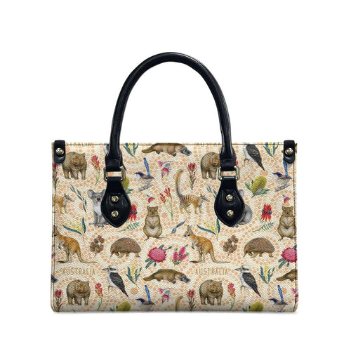 Australia Native Animals Leather Bag Aussie Aboriginal Art Seamless Vibes - Aussie Hoodie