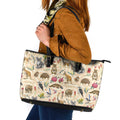 Australia Native Animals Leather Tote Bag Aussie Aboriginal Art Seamless Vibes - Aussie Hoodie