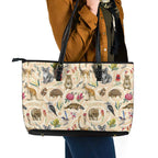 Australia Native Animals Leather Tote Bag Aussie Aboriginal Art Seamless Vibes - Aussie Hoodie