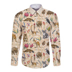 Australia Native Animals Long Sleeve Button Shirt Aussie Aboriginal Art Seamless Vibes - Aussie Hoodie