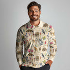 Australia Native Animals Long Sleeve Polo Shirt Aussie Aboriginal Art Seamless Vibes - Aussie Hoodie